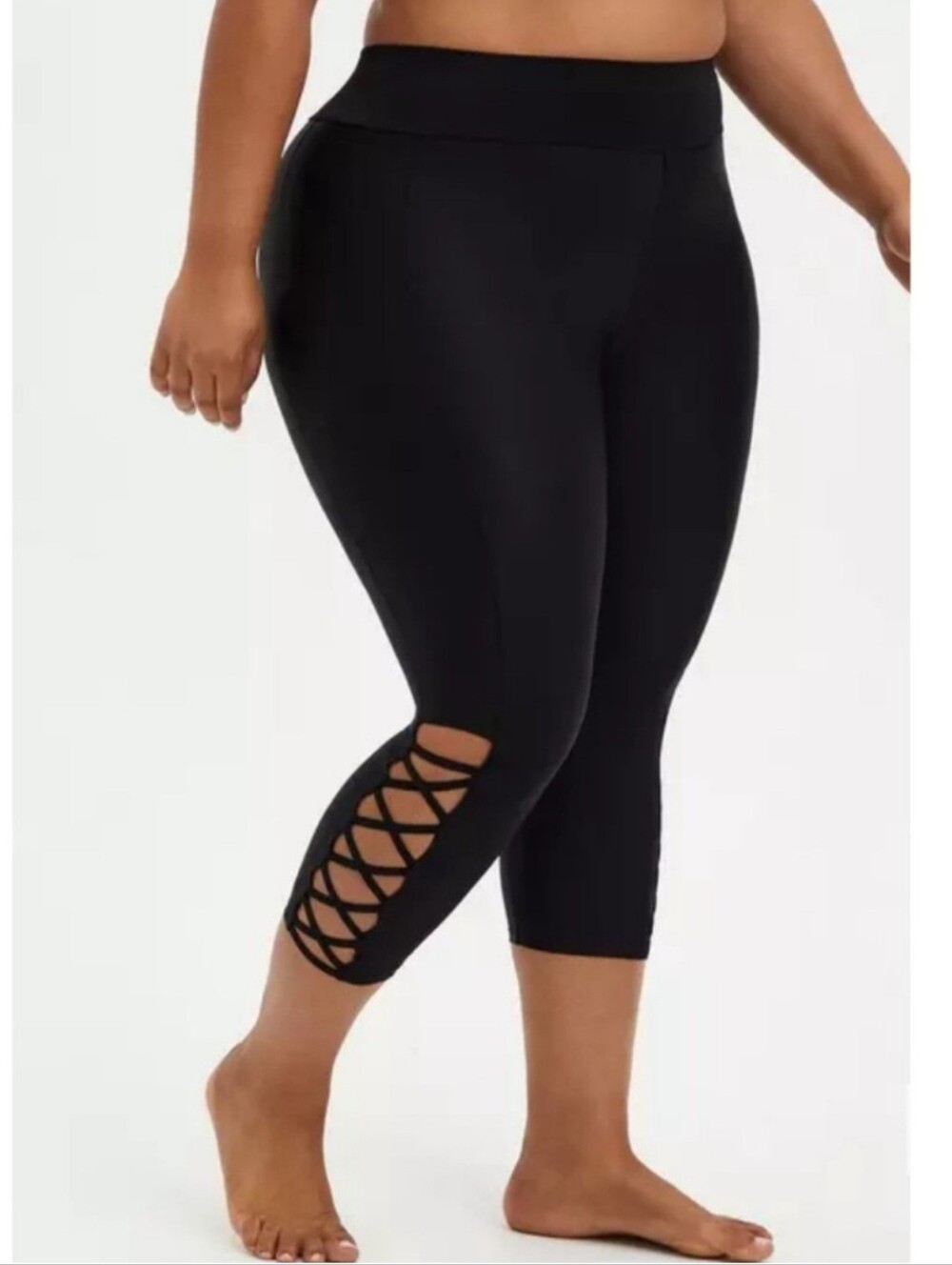 Torrid 1 Swim Black Strappy Side Swim Crop Leggings 3684-CT